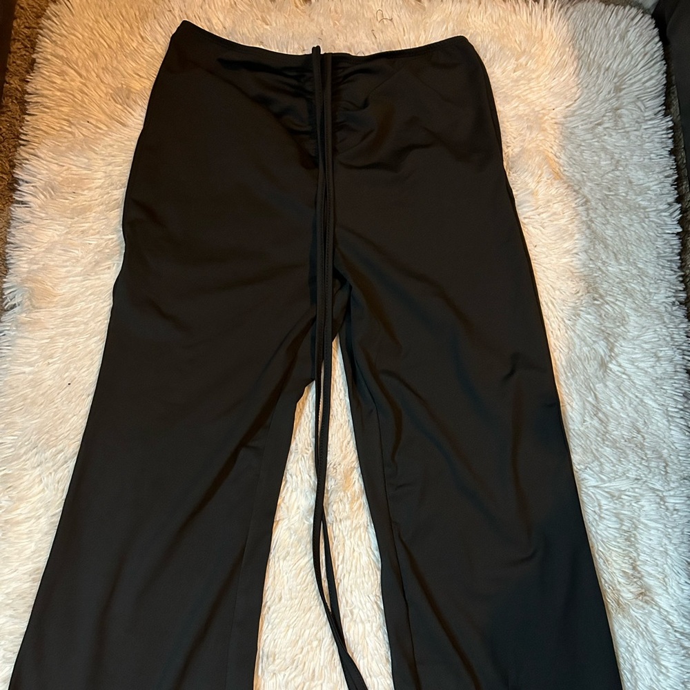 Black pants with tie around string